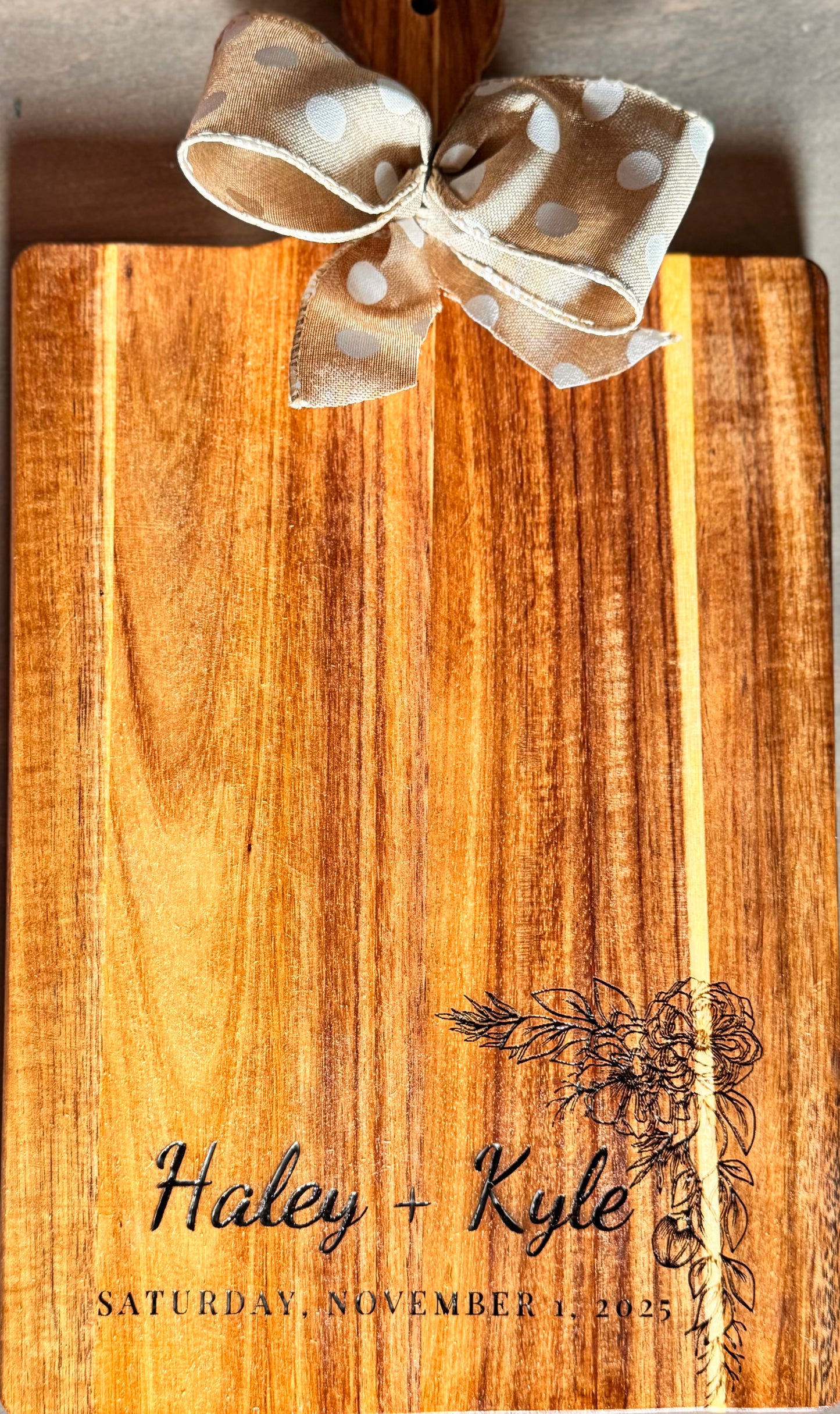 Custom Name Cutting Board Floral Design