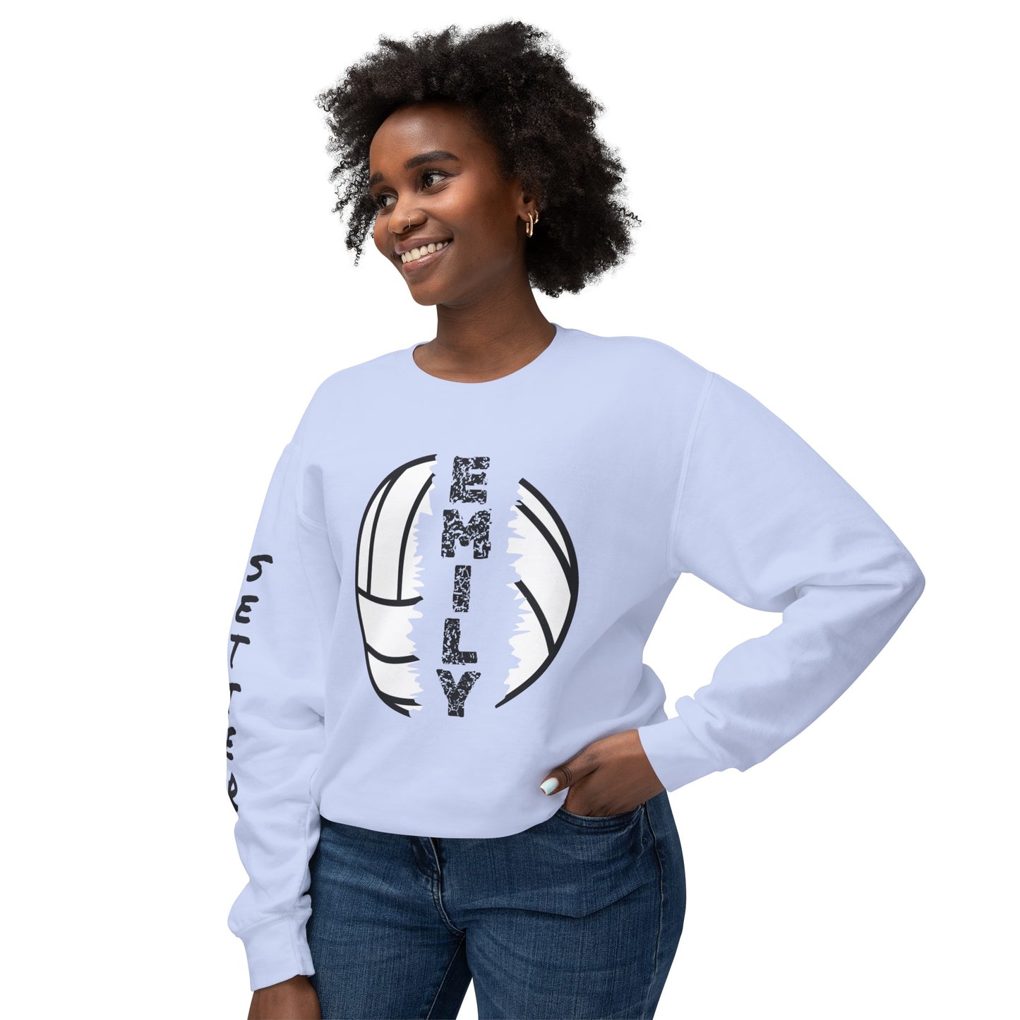 Custom Position and Name Sleeve Print-Crewneck Sweatshirt