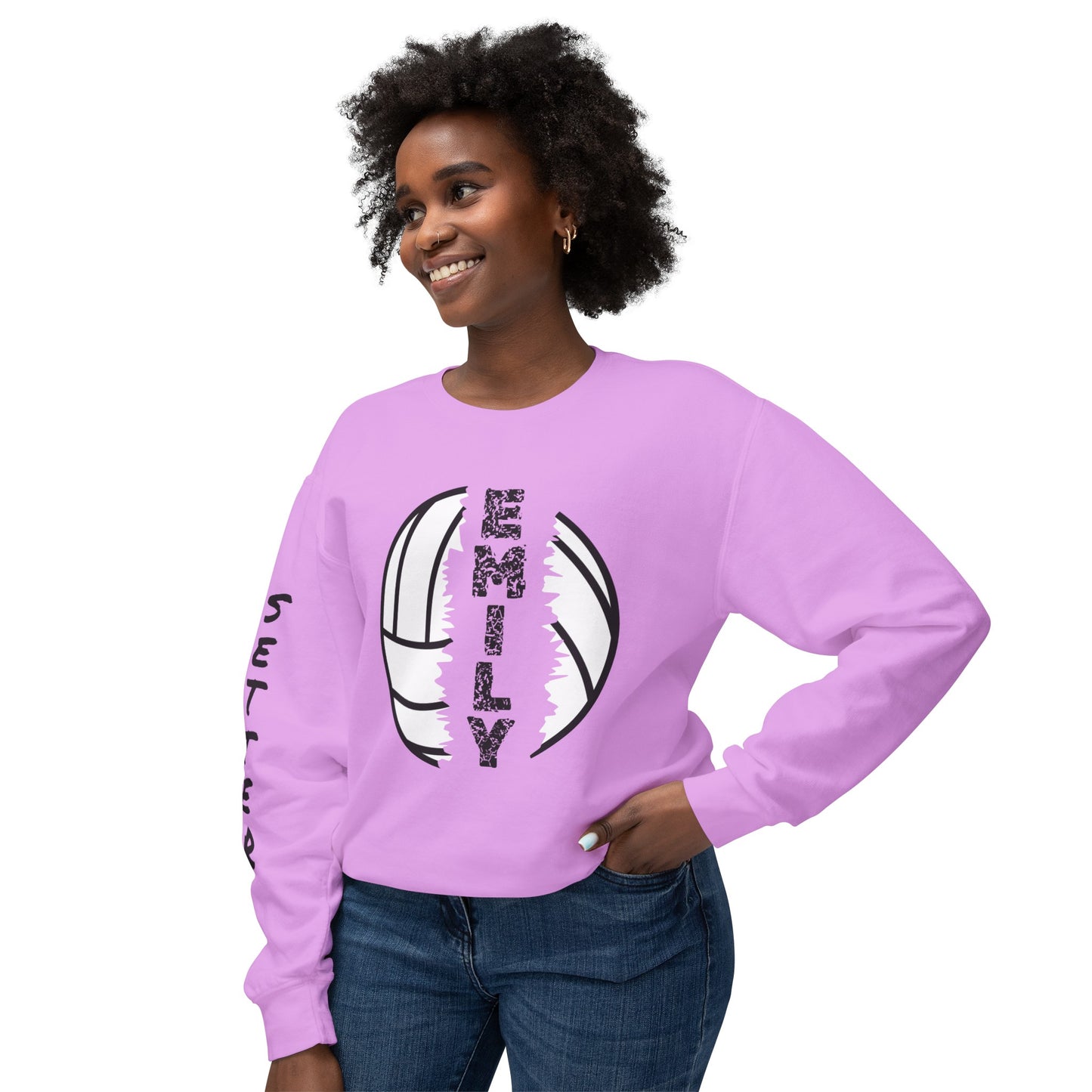 Custom Position and Name Sleeve Print-Crewneck Sweatshirt