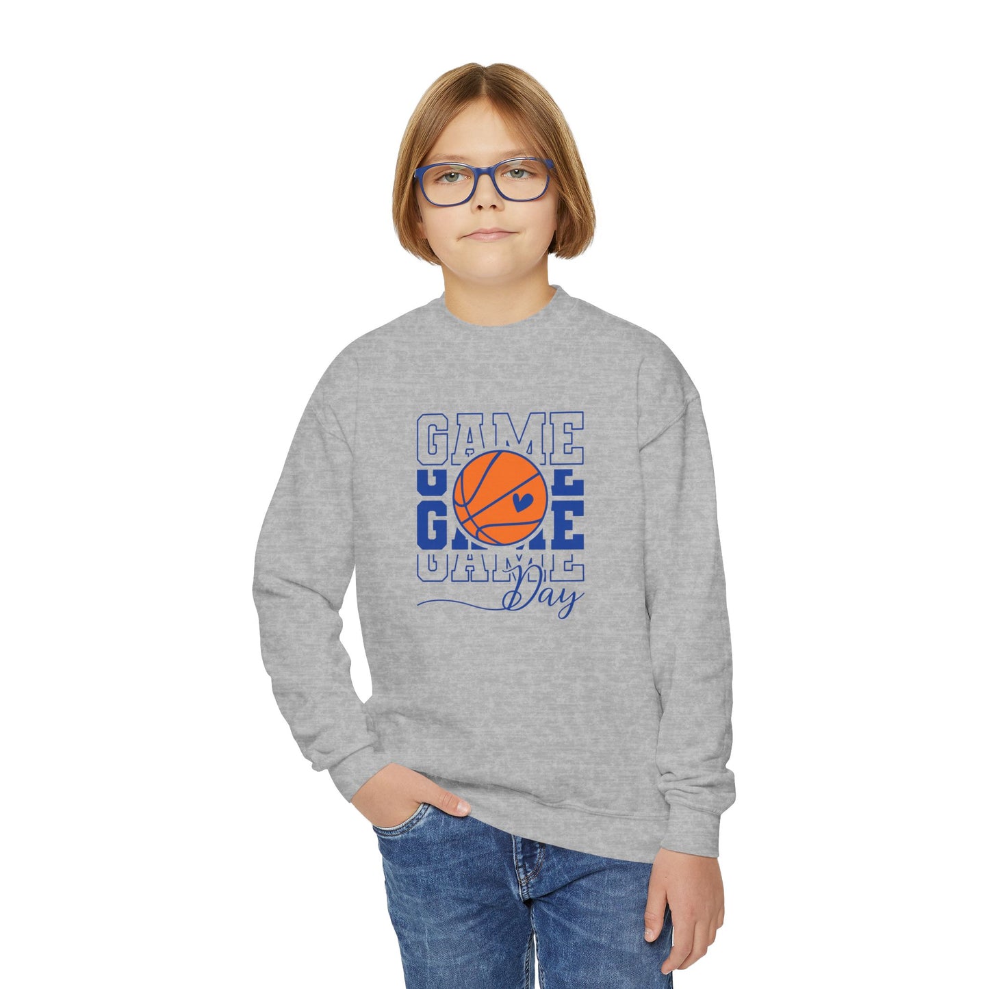 Youth Crewneck Sweatshirt-gameday basketball