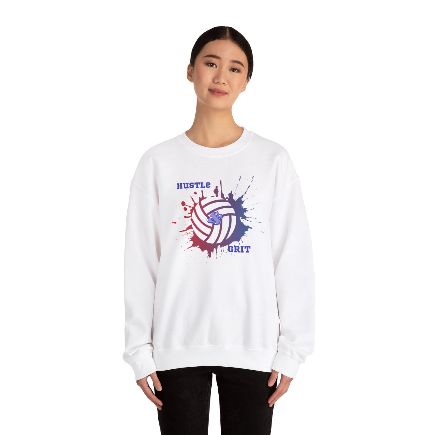 Hustle & Grit-Crewneck Sweatshirt Volleyball