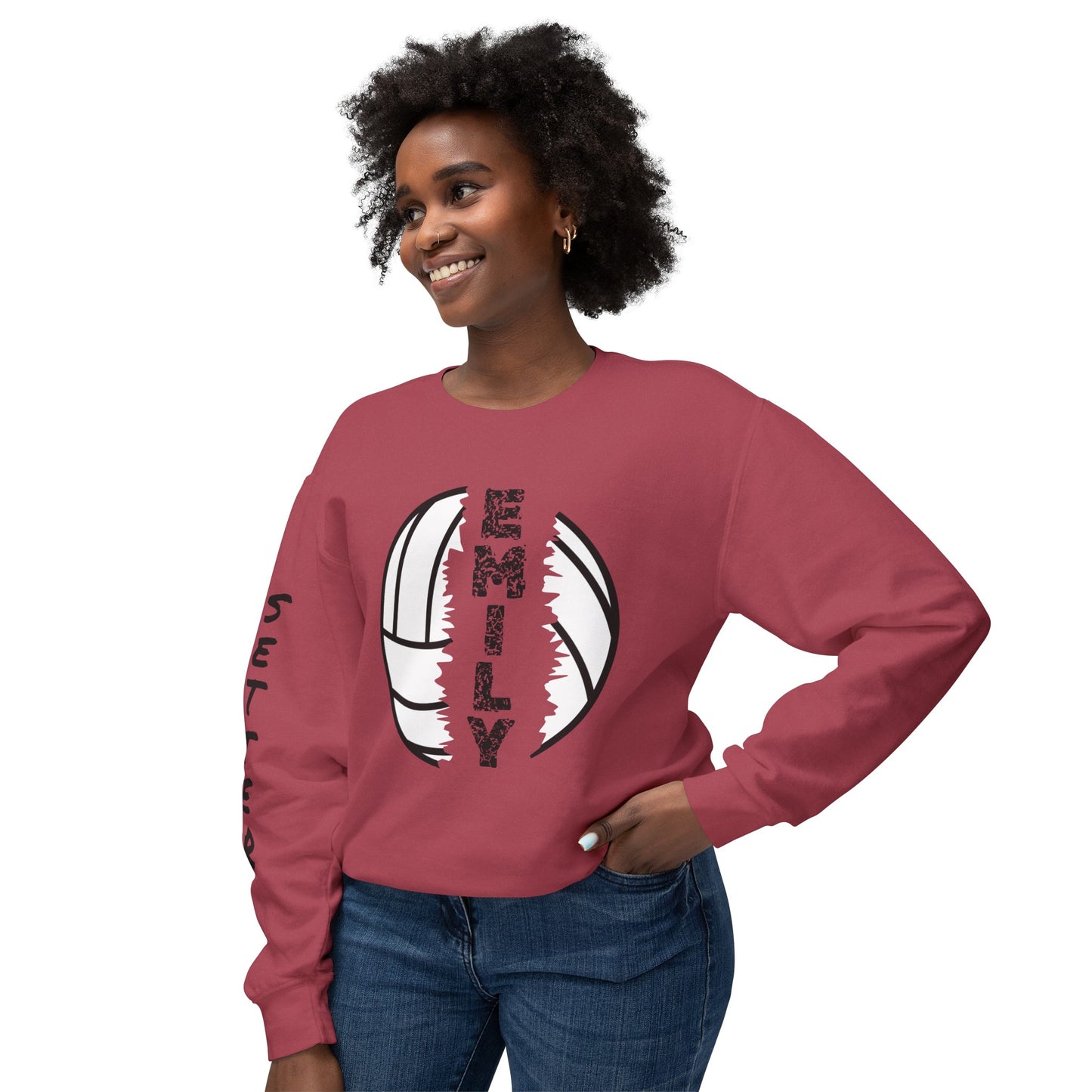 Custom Position and Name Sleeve Print-Crewneck Sweatshirt