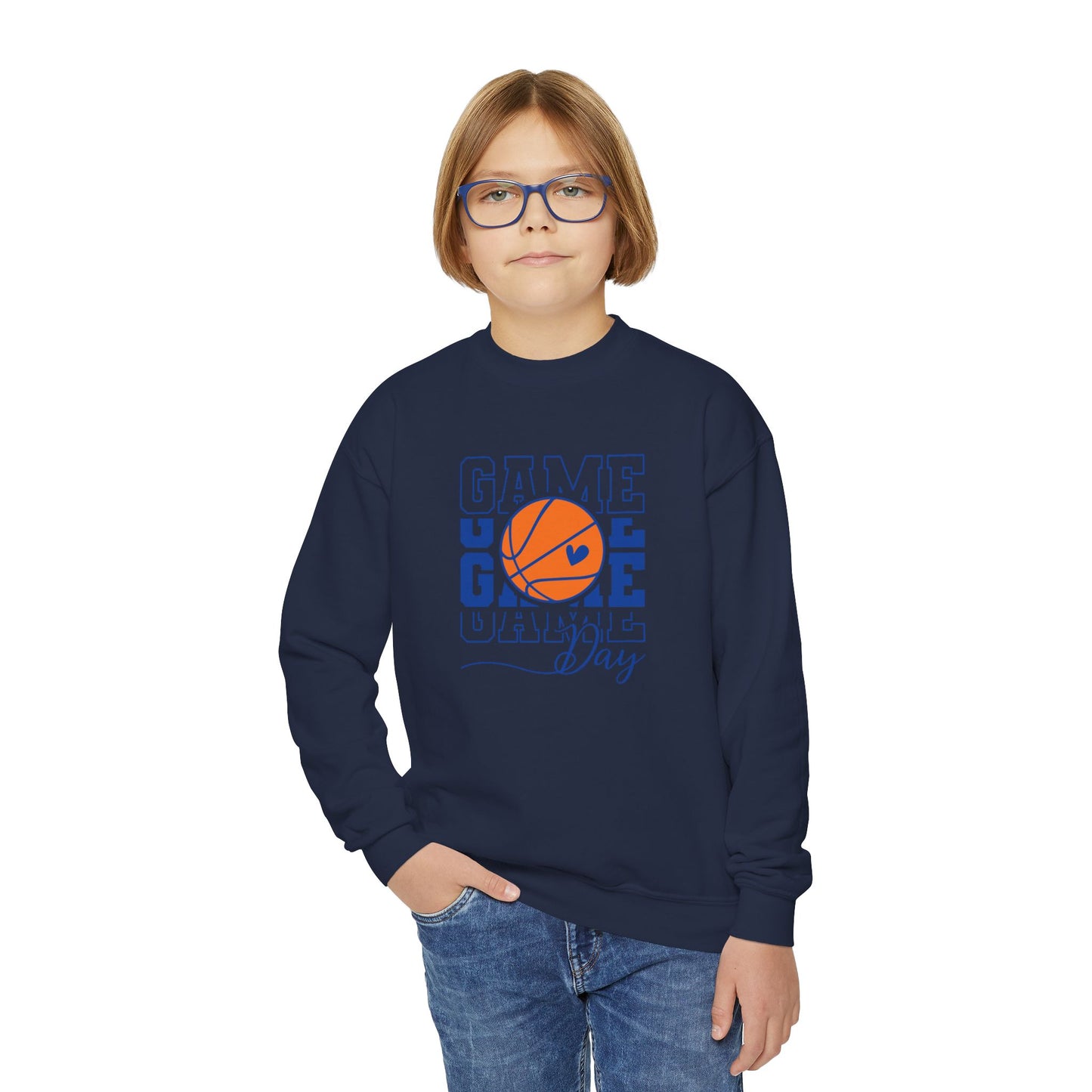 Youth Crewneck Sweatshirt-gameday basketball