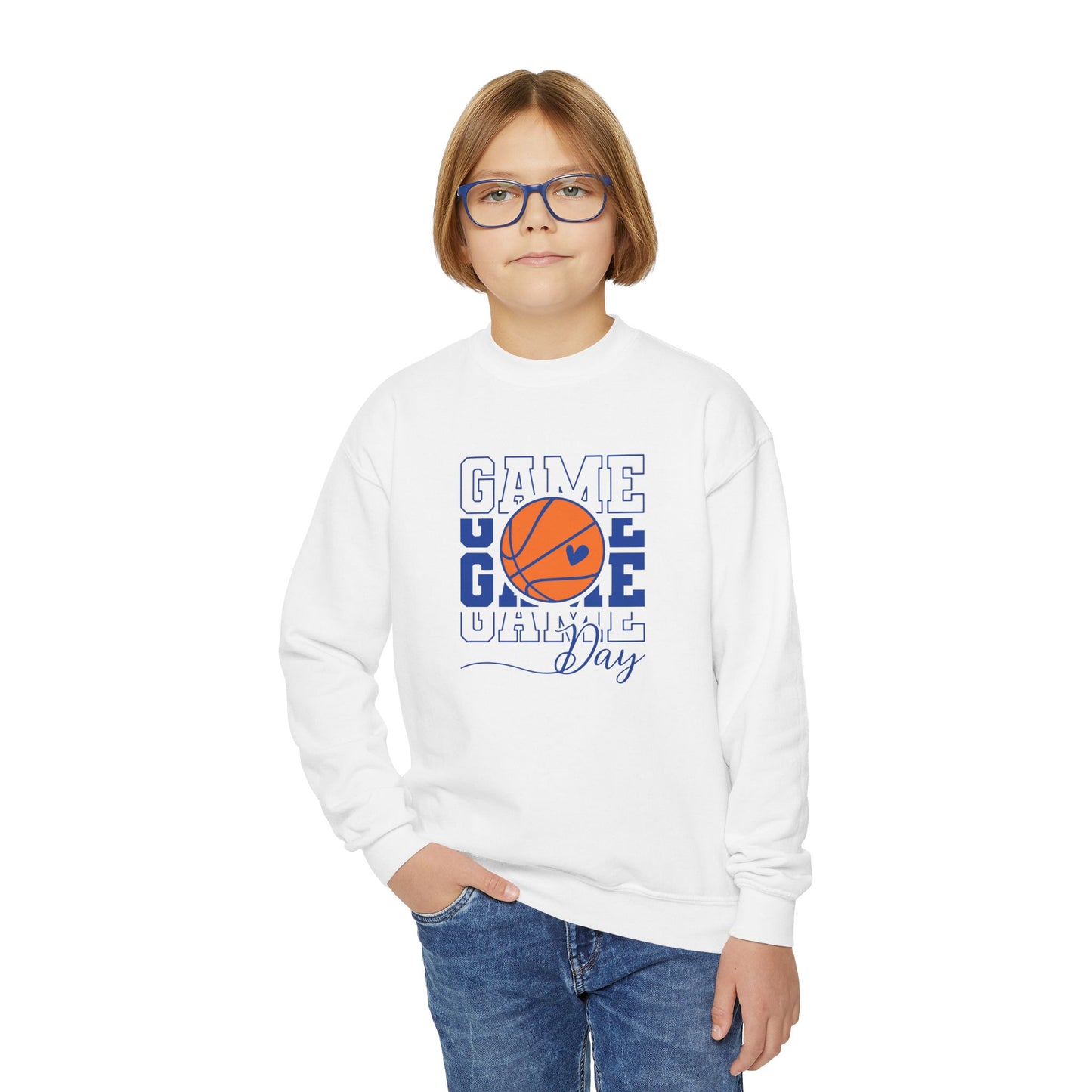 Youth Crewneck Sweatshirt-gameday basketball