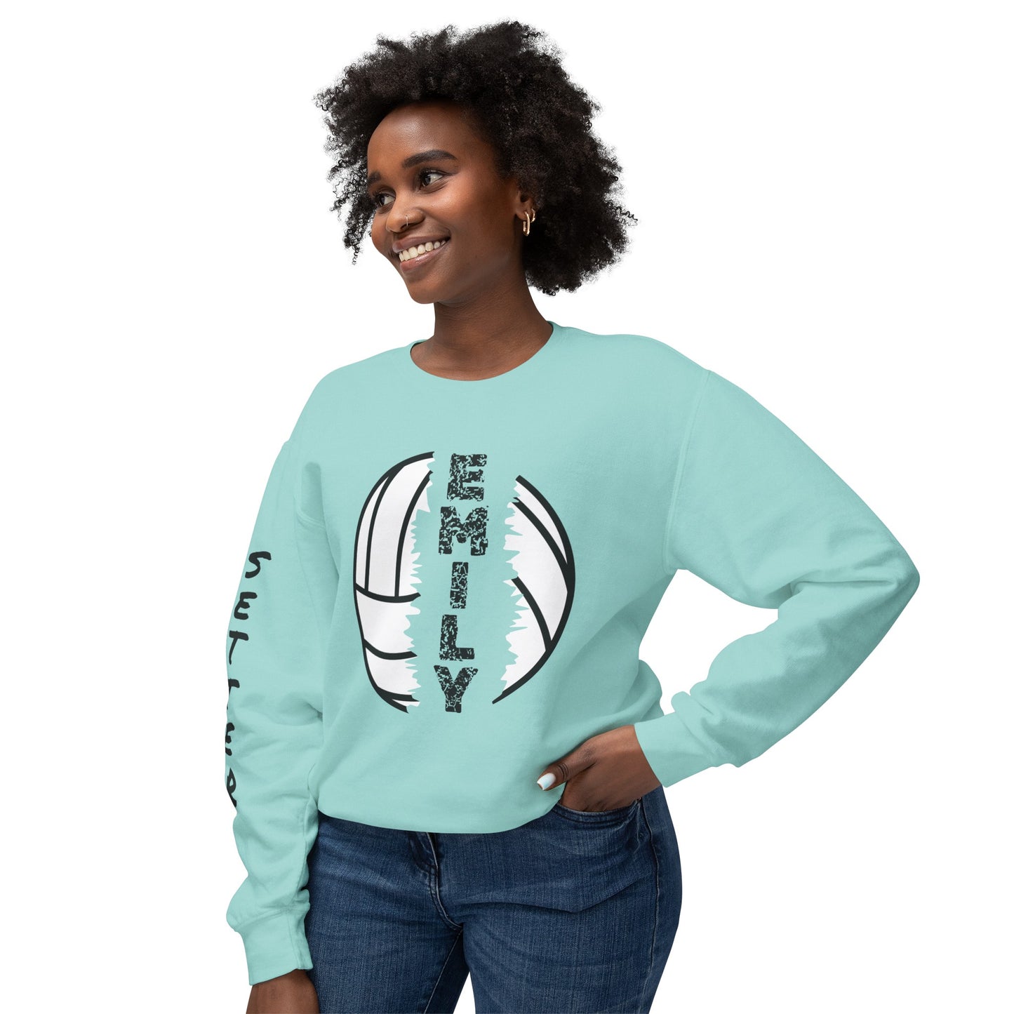 Custom Position and Name Sleeve Print-Crewneck Sweatshirt