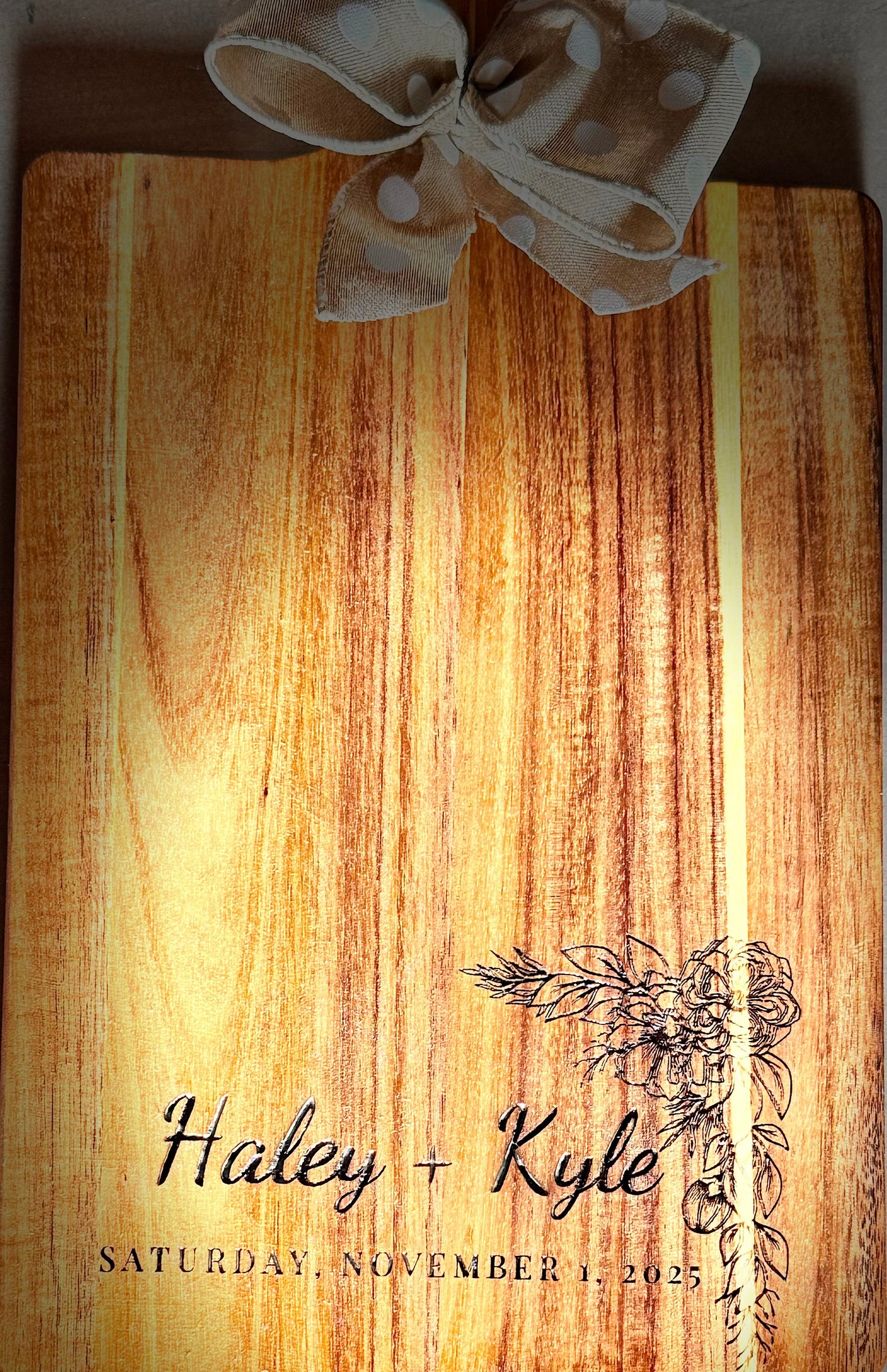 Custom Name Cutting Board Floral Design